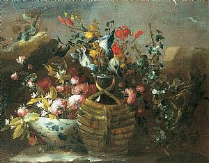 Capriccio floreale con fiasca 