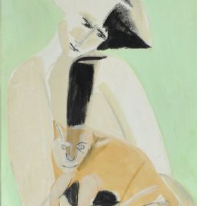 Figura con gatto, 1950 circa