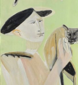 Figura con gatto e pecorella, 1950 circa