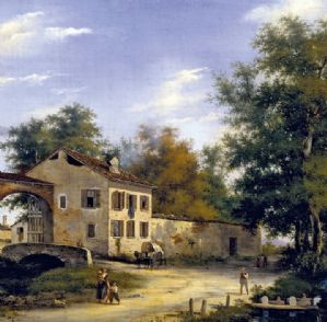 Veduta di un villaggio lombardo